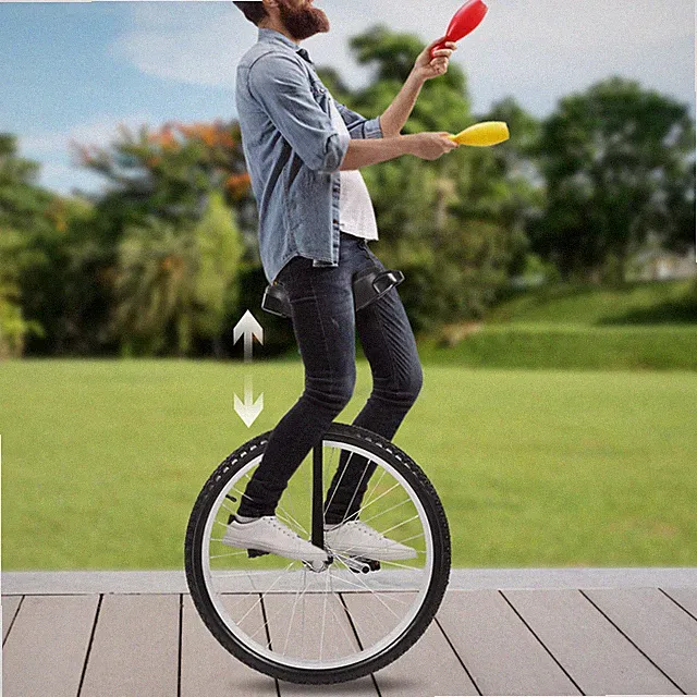 24 In Unicycle Adjustable Height Ride Bike Unisex Adult Steel Frame Bicycle