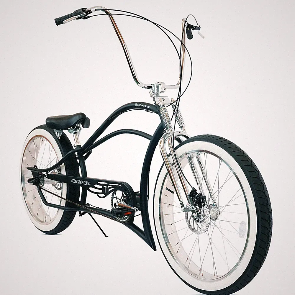26 inch Stretch Beach Cruiser Bike For Men 3 Speed Disc Brake Fat tires Bicycle