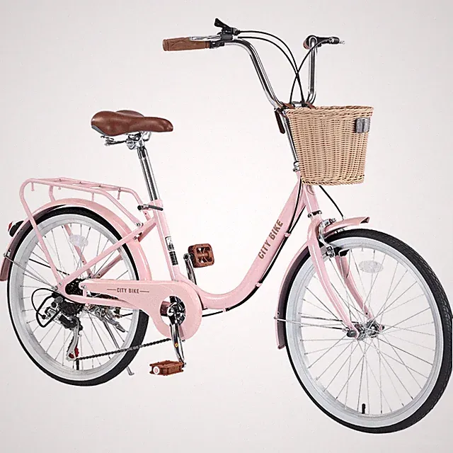 7 Speed Bike Cruiser for Girls Women with Ratten Basket 22 Inch Girls Bicycle