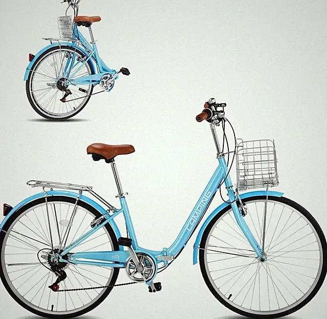 Foldable Beach Cruiser Bike, 26" Folding Women's Bike with 7 Speed Shifting