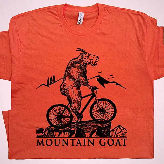 Mountain Bike T Shirt Funny Biking Goat Bicycle Men Women Vintage Witty Graphic