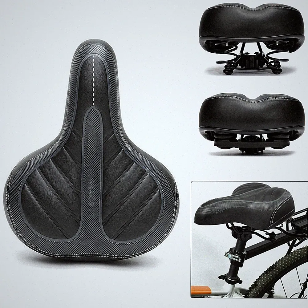 Oversized Bike Seat,Wide Bicycle Saddle for Women Men Comfort Waterproof Leather