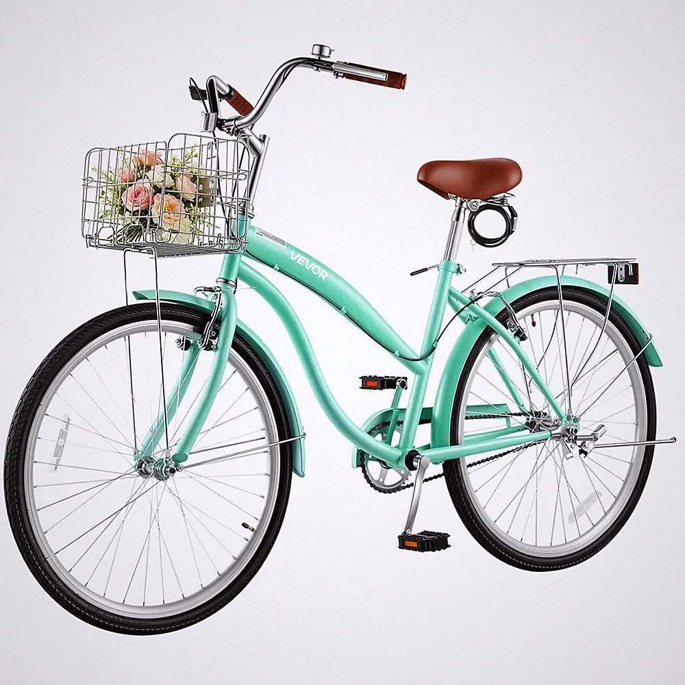VEVOR Women Bike 26 in Beach Cruiser Bike Single-Speed Adult City Bicycle